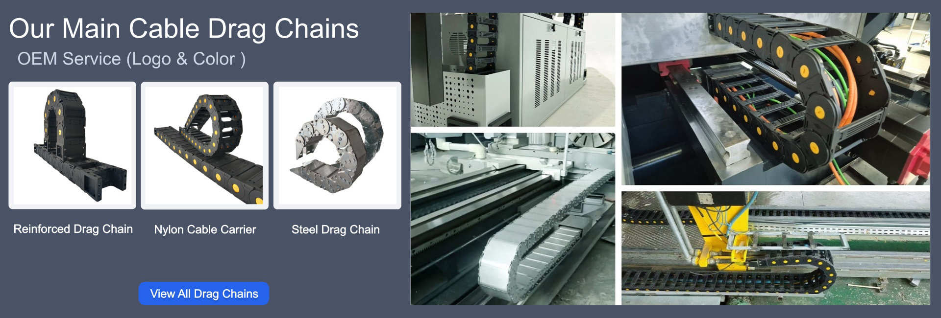 OEM Custom Reinforced Nylon and Steel Cable Drag Chains for Industrial Machinery