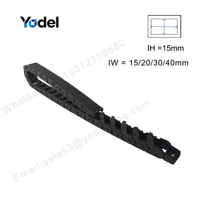 Yodel small open type plastic cable drag chain with IH 15mm IW 15-40mm